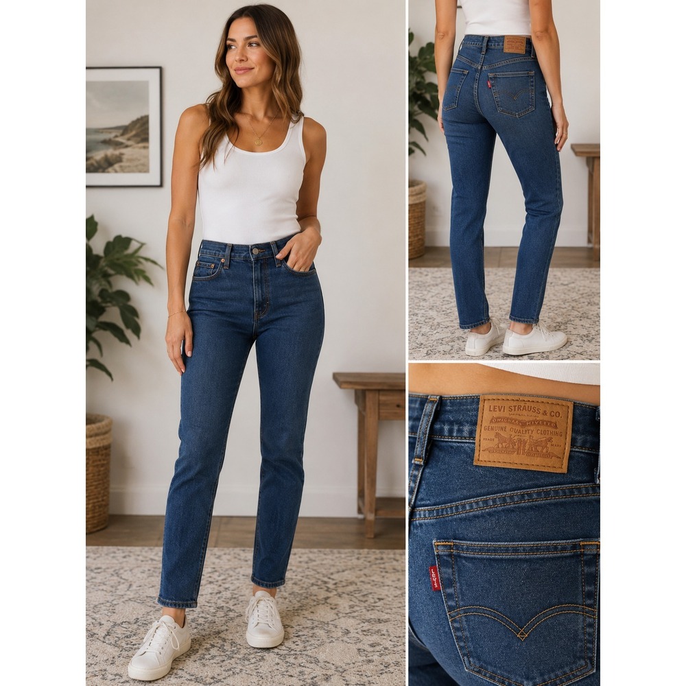 Levi's Premium Wedgie Straight Jeans Women's W27 L26.5 Dark Wash High Rise